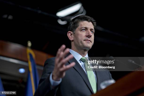 House Speaker Paul Ryan, a Republican from Wisconsin, speaks during a news conference on Capitol Hill in Washington, D.C., U.S., on Wednesday, June...