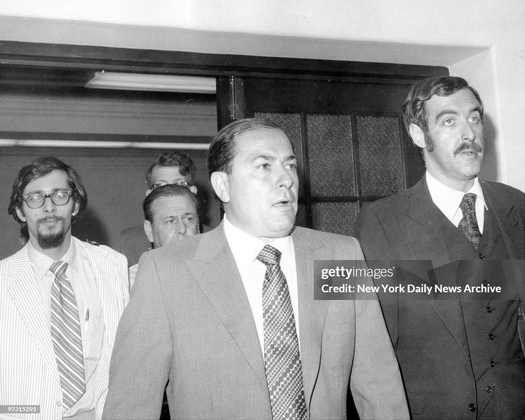 Joseph Colombo, arrested and walks into Mineola District Att