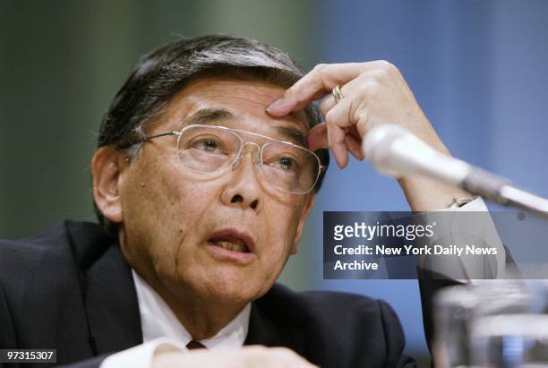 Transportation Secretary Norman Mineta testifies at a Senate Commerce Committee hearing on a tentative federal bailout deal to solve Amtrak's...