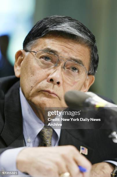 Transportation Secretary Norman Mineta testifies at a Senate Commerce Committee hearing on the threat of terrorism.