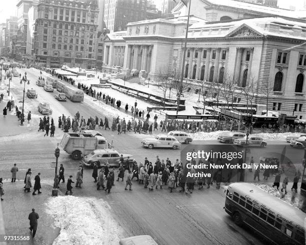 Good progress is being made for snow removal, especially in the busier intersectinos, such as 42d St., and Fifth Ave., where only a think layer of...