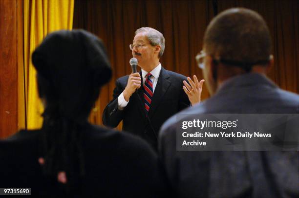 Democratic mayoral candidate Fernando Ferrer speaks during the Council for Senior Centers and Services Mayoral Forum at Selis Manor, a residence for...