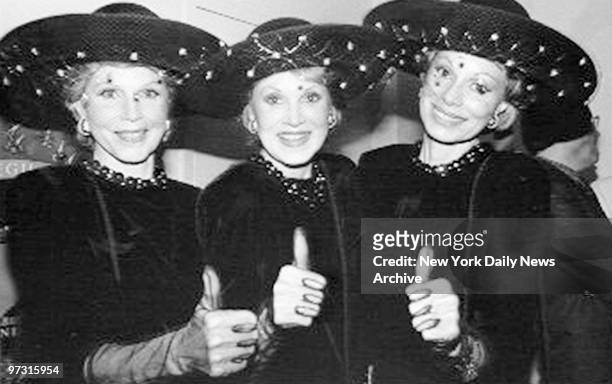 McGuire Sisters Christine, Phyllis and Dorothy give the thumbs-up.