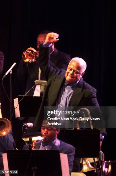 Trombonist Slide Hampton keeps the music moving at "A Great Night in Harlem," a Jazz Foundation of America benefit at the Apollo Theater for the Jazz...