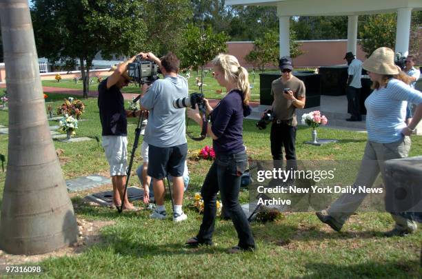 Media descend on Lakeview Memorial Gardens cemetery where the late Anna Nicole Smith will be buried next to the grave of her son Daniel tomorrow....