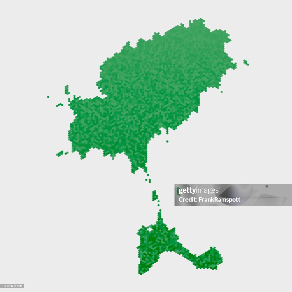 Ibiza Country Map Green Hexagon Pattern