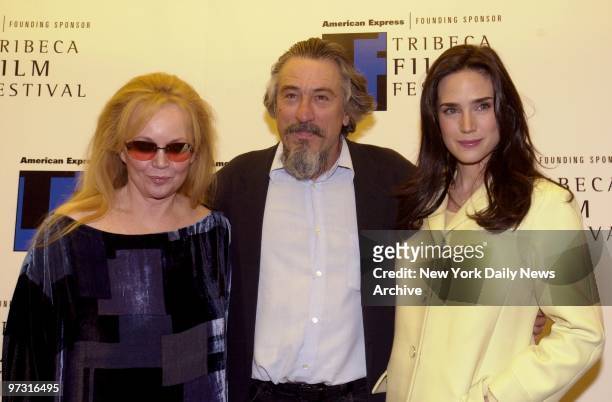 Tuesday Weld, Robert De Niro and Jennifer Connelly arrive for a special screening of "Once Upon a Time in America" at Pace University during the...