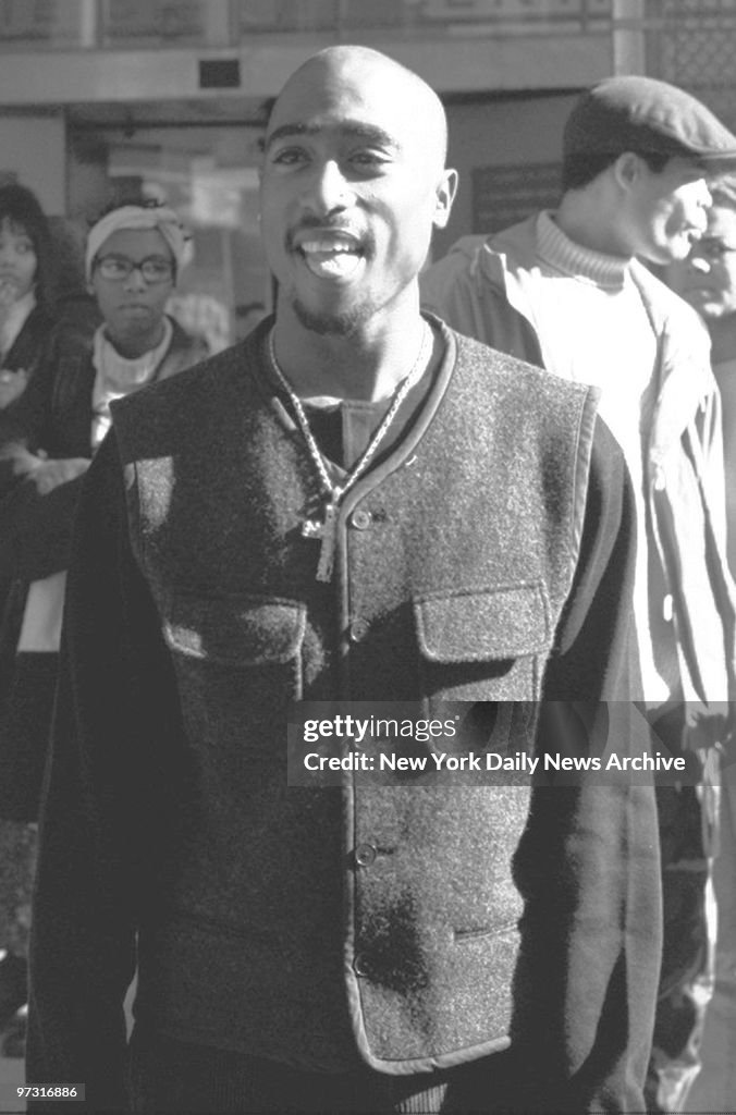 Tupac Shakur during lunch break in trial at 111 Centre St.,