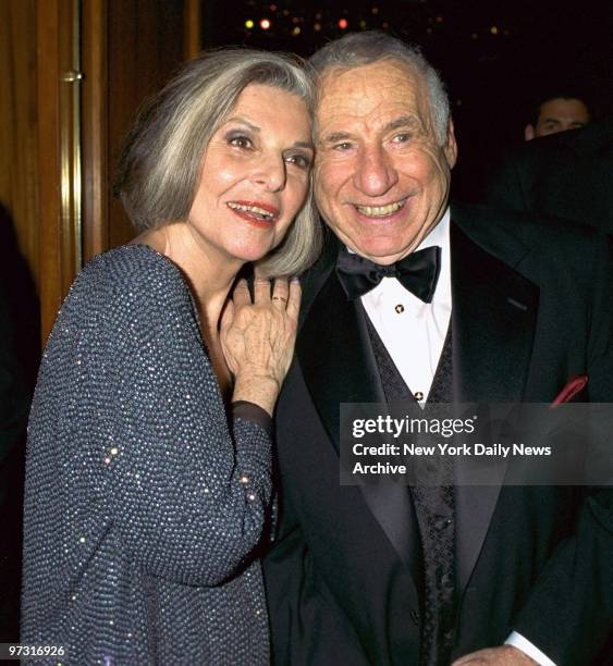 Mel Brooks and wife Anne Bancroft celebrate at the Tony Awards party at the Sheraton Hotel. Brooks' show, "The Producers, won a record 12 Tonys.