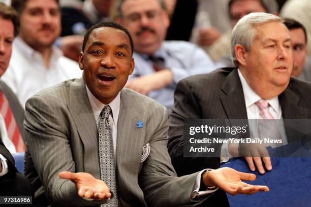 New York Knicks' head coach Isiah Thomas during the second half against the Sacramento Kings at Madison Square Garden. The Knicks lost, 97-107.