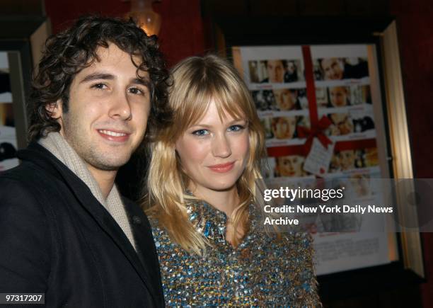 Josh Groban and January Jones get together at the world premiere of "Love Actually" at the Ziegfeld Theatre. She's in the film.