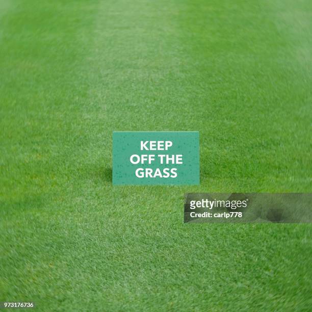 keep off the grass sign - keep out sign imagens e fotografias de stock