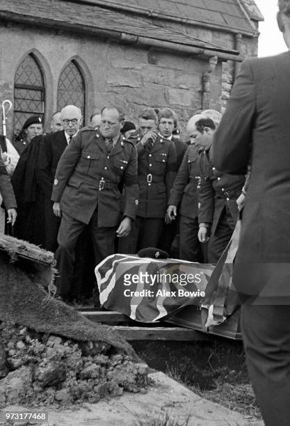 The remains of Warrant Officer Harold Sinnamon, 8th County Tyrone Battalion, Ulster Defence Regiment, are laid to rest in All Saints churchyard,...