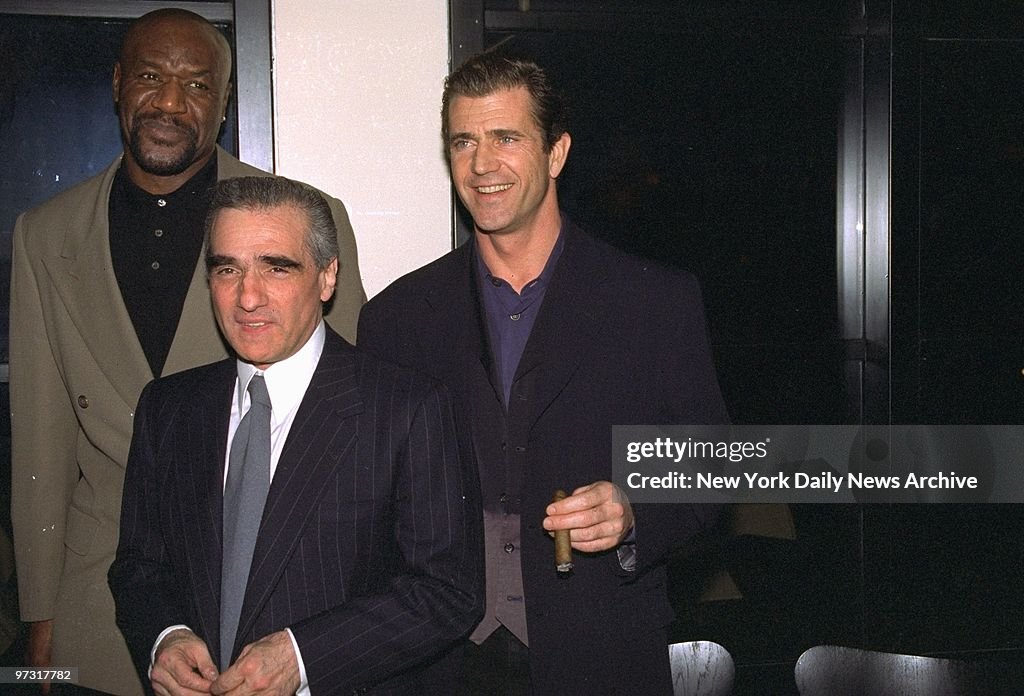 Delroy Lindo, Martin Scorsese, and Mel Gibson (l. to r.) att