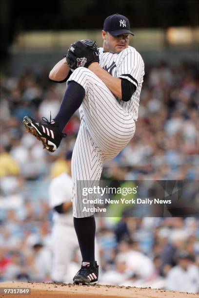 New York Yankees' starter Roger Clemens delivers a pitch in the first inning of a game against the Minnesota Twins at Yankee Stadium. Clemens pitched...