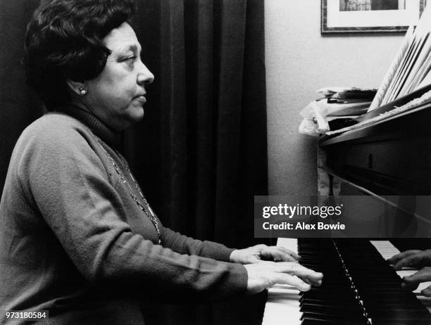 Alicia de Larrocha plays Beethoven on her Steinway piano at home in Barcelona, Spain, 12th January 1979. Larrocha was one of the greatest pianists of...