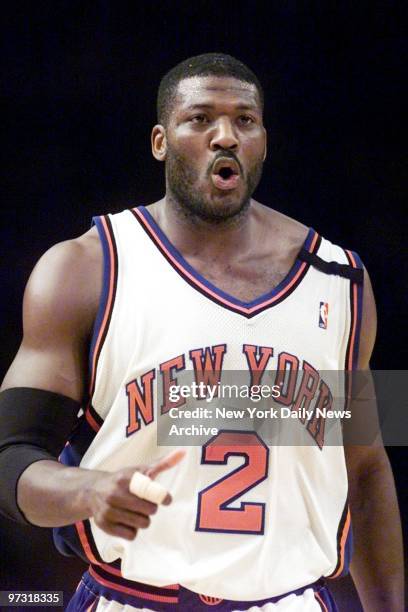 New York Knicks' Larry Johnson in action against the Miami Heat at Madison Square Garden.