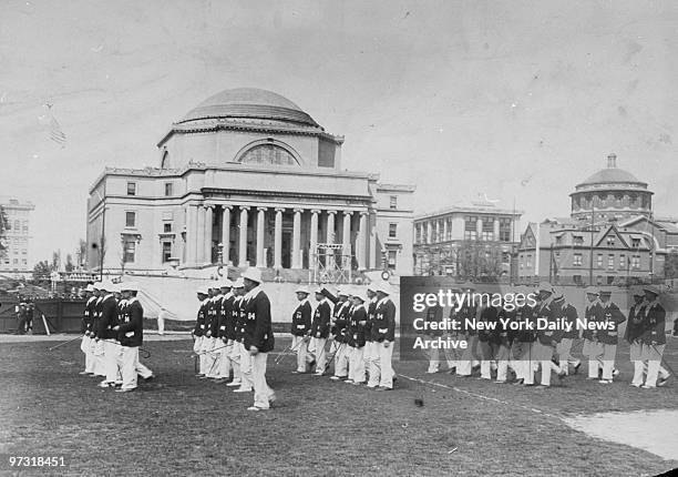 Members of the class of 1904 march in the alumni parade during commencement exercises at Columbia University.