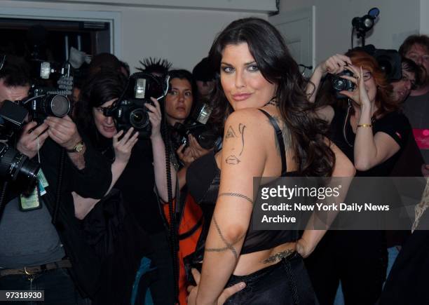 Mia Tyler, Aerosmith rocker Steve Tyler's daughter, is the focus of attention backstage at the Lane Bryant plus-size fashion show at the Manhattan...