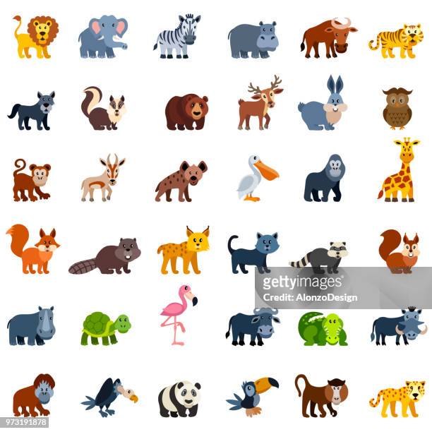 wild animal characters - cute stock illustrations