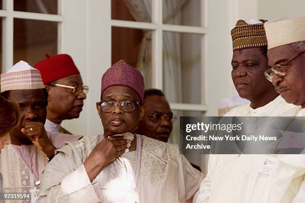 Members of the Nigerian delegation attend a ceremony announcing a Trust Fund Innitiative to fight HIV-AIDS, malaria and tuberculosis in Africa and...