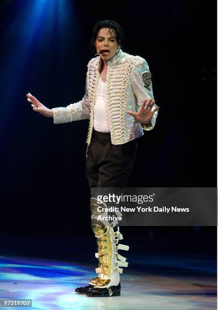 Michael Jackson performs onstage during "A Night At The Apollo," a Democratic National Committee fundraiser at the Apollo Theater to kick off the...