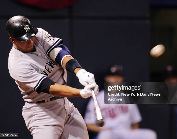 New York Yankees third baseman Alex Rodriguez home run, 7th inning, New York Yankees vs. Minnesota Twins at Hubert H. Humphrey Metrodome.