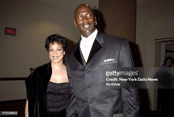 Michael Jordan and wife Juanita at benefit for the All Kids Foundation at the Marriott Marquis Hotel.