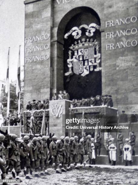 Spanish Dictator. Francisco Franco reviews Nationalist Army in Madrid 1939.