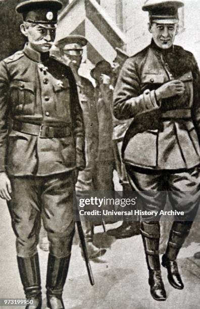 General Alekseyev with Alexander Kerensky. 1917. Mikhail Alekseyev was an Imperial Russian Army general during World War I and the Russian Civil War....