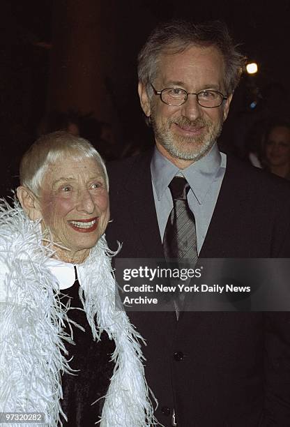 Steven Spielberg and his mother attend a benefit for his Shoah Foundation, an extensive library of videotaped oral histories taken from Holocaust...