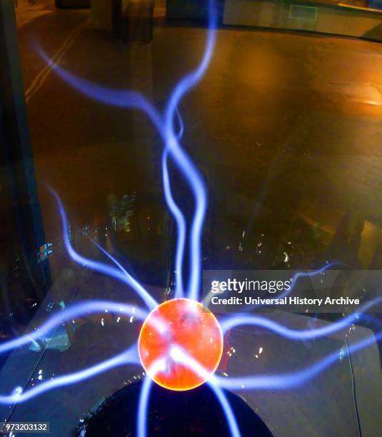 Plasma globe or plasma lamp is a clear glass sphere filled with a mixture of various noble gases with a high-voltage electrode in the center of the...