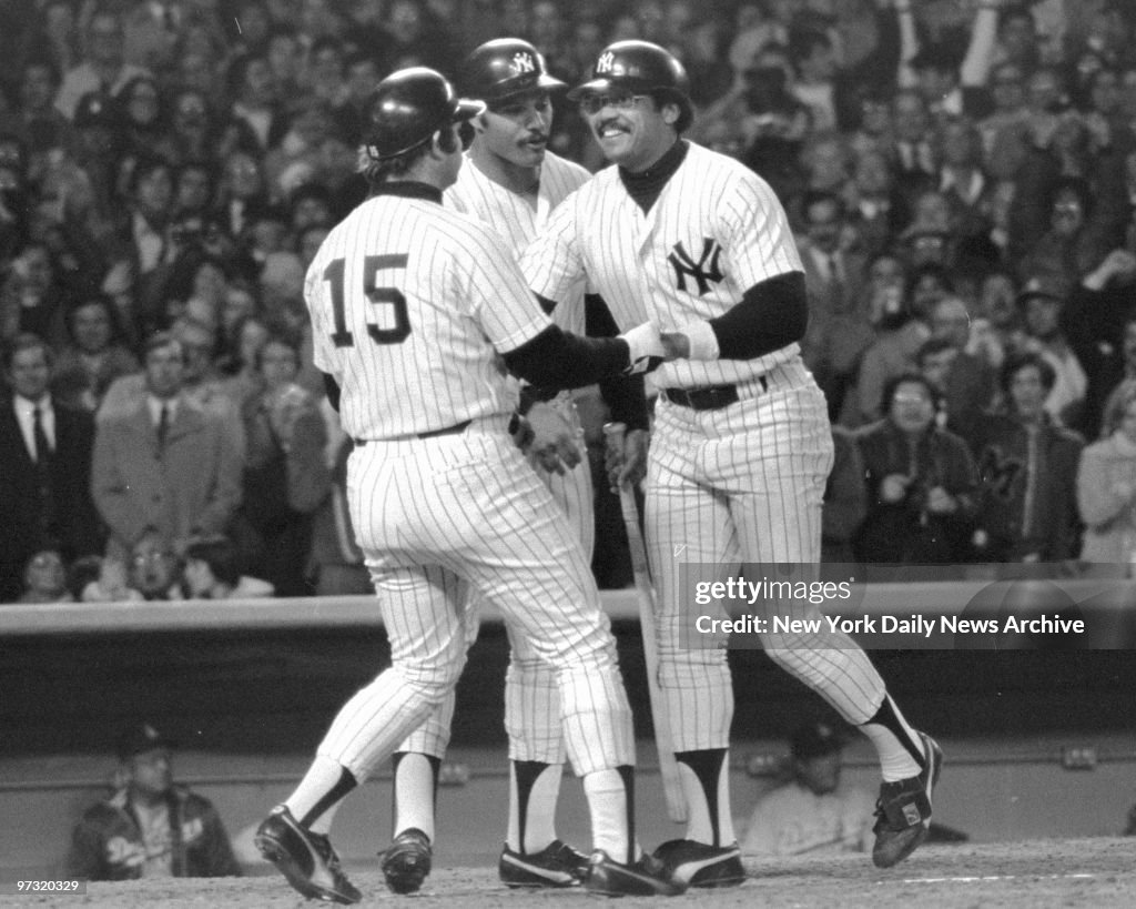 New York Yankees' Thurman Munson (left) and Chris Chambliss 