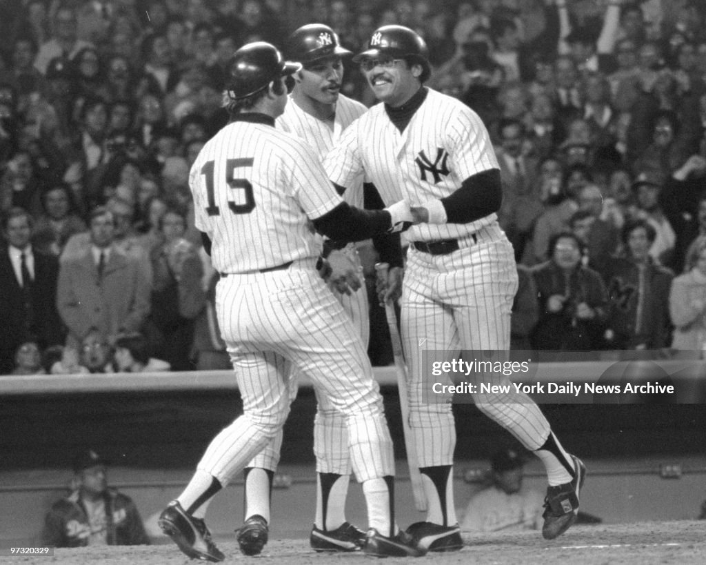 New York Yankees' Thurman Munson (left) and Chris Chambliss