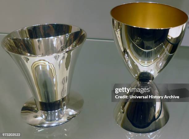 Modern silver and gilt. Kiddush cups. Used for the Jewish Sabbath service.