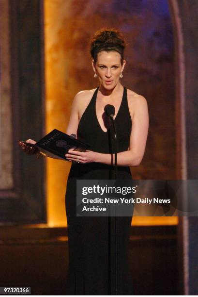 Julia Roberts presents the Leading Actor in a Play award during the 60th annual Tony Awards at Radio City Music Hall.