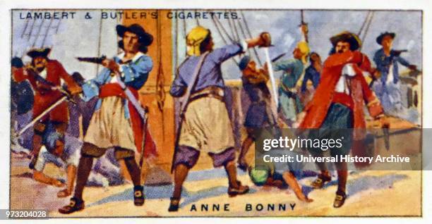 Lambert & Butler. Pirates & Highwaymen. Cigarette card showing: Anne Bonny . An Irish woman who became a famous pirate. Operating in the Caribbean.
