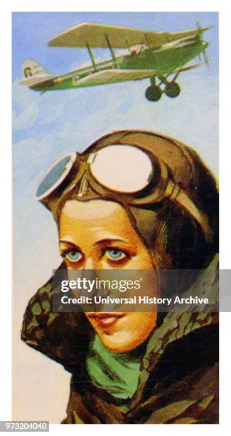 Brooke Bond collectors tea card. Depicting: Amy Johnson. Pioneering English aviator and was the first female pilot to fly alone from Britain to...