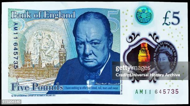 The Bank of England £5 note. Is a banknote of the pound sterling. It is the smallest denomination of banknote issued by the Bank of England. In...