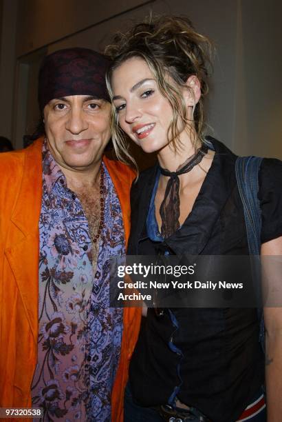 Steven Van Zandt and actress Drea de Matteo put their heads together at the New York Women in Film and Television 2002 Designing Hollywood gala at...