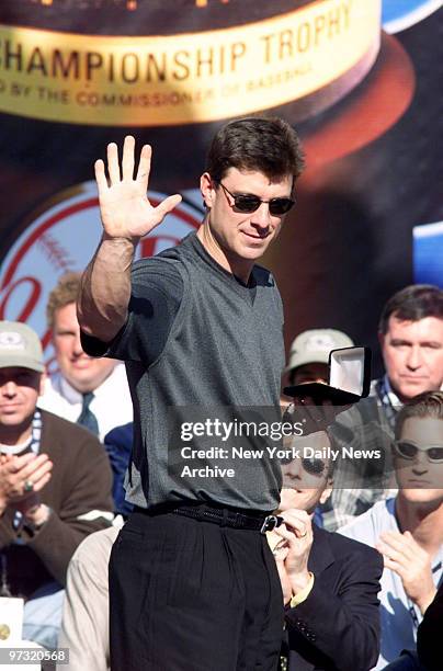 New York Yankees' Tino Martinez at City Hall after Yankees' 1999 World Series Victory Parade.