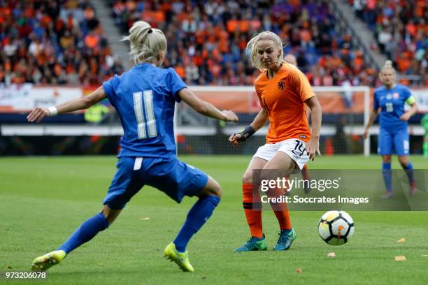 Jackie Groenen of Holland Women during the World Cup Qualifier Women match between Holland v Slovakia at the Abe Lenstra Stadium on June 12, 2018 in...