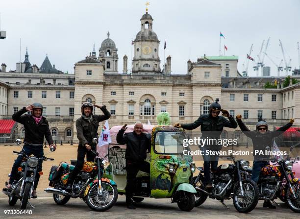 Elephant Family's 'Concours dâÃ©lÃ©phantâ made up of a customised fleet of Royal Enfield bikes, Ambassador cars and a tuk tuk stand to salute at...