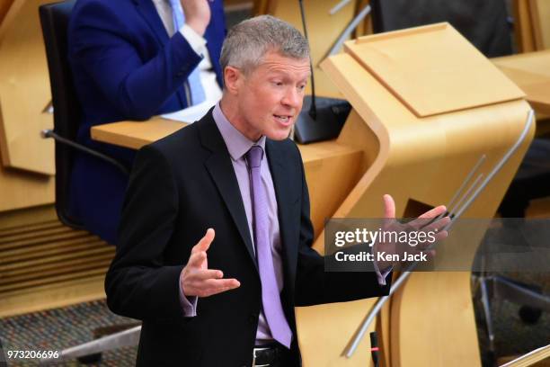 Scottish Liberal Democrat Willie Rennie leads a Liberal Democrat debate in the Scottish Parliament on Finance, which concentrated on the...