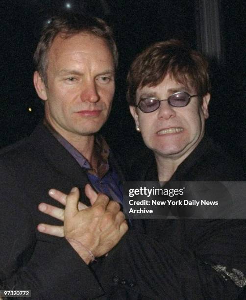 Sting and Elton John at party sponsored by Sean Combs and "Notorious" magazine.