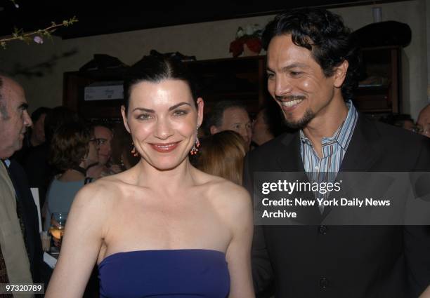Julianna Margulies and Benjamin Bratt are present at an opening-night party for "Intrigue With Faye" at the West Bank Cafe on W. 42nd St. They star...