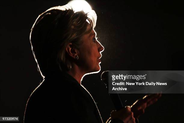 Democratic presidential candidate Sen. Hillary Rodham Clinton speaks to supporters during a campaign stop in Davenport, Iowa, the day before the...