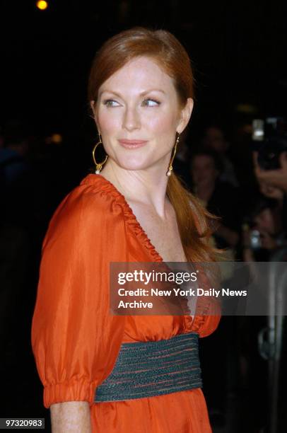 Julianne Moore arrives at the Loews Lincoln Square theater for the New York premiere of the movie "The Prize Winner." She stars in the film.