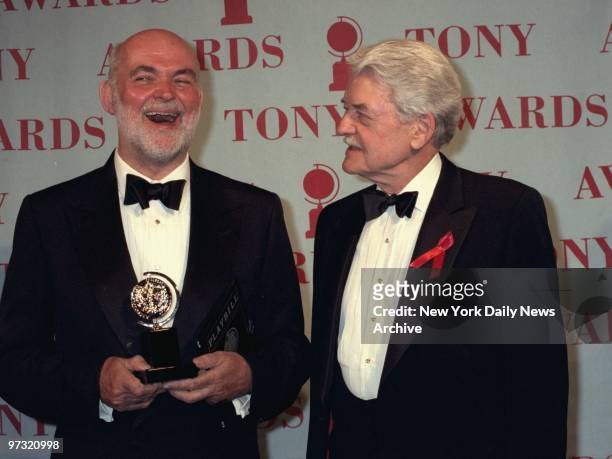 Hal Holbrook and Anthony Page, winner Best Director of a Play, attending the Tony Awards at Radio City Music Hall.