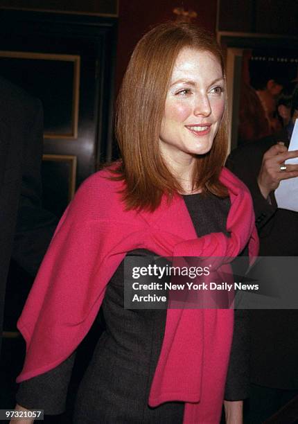 Julianne Moore is on hand for the premiere of the movie "Shakespeare in Love" at the Ziegfeld Theater.